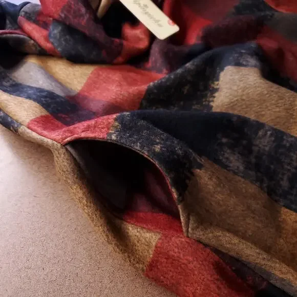 Yipinyichu Cowl Neck Dress Women Size L Multicolor Plaid Pockets Turtleneck - Picture 9 of 9